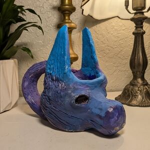 Handmade Blue and Purple Wolf Decorative Mug Cup
